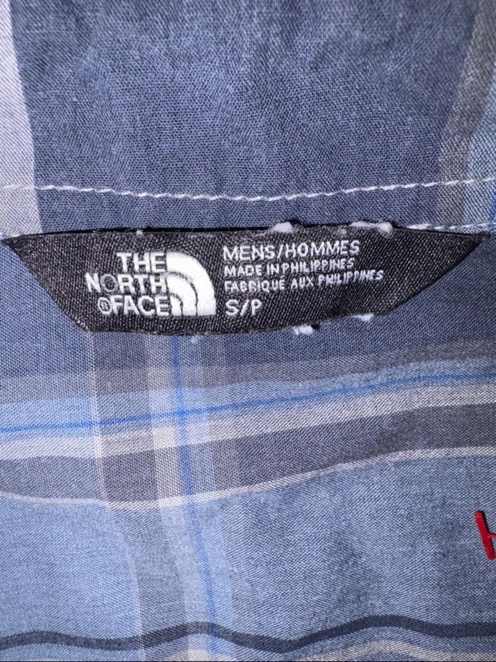 The North Face Blue Plaid Short-Sleeve snap-Down Shirt